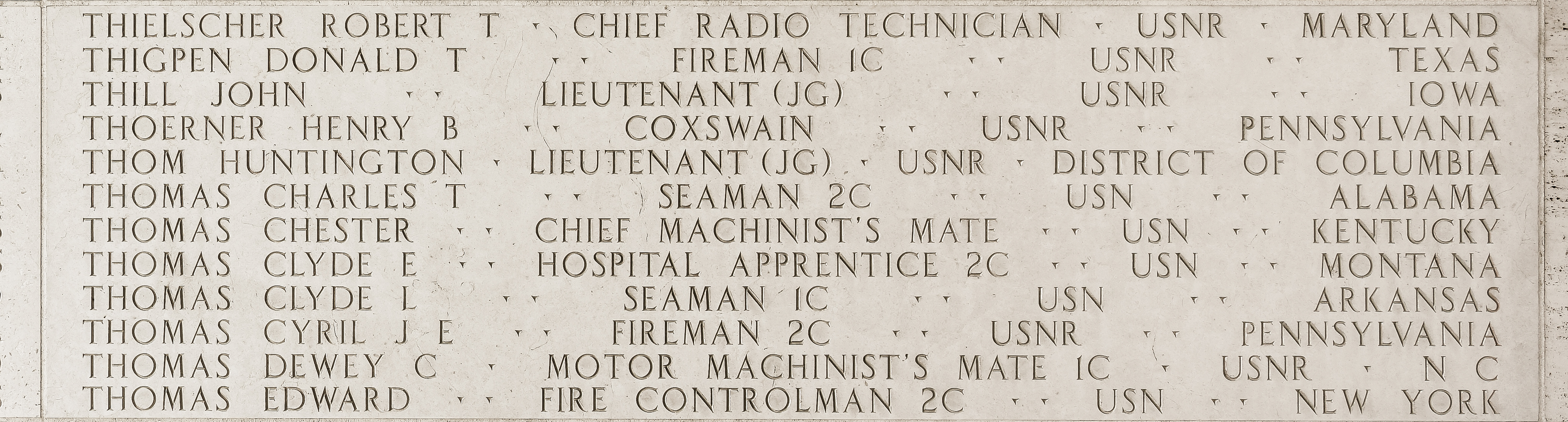 Clyde E. Thomas, Hospital Apprentice Second Class